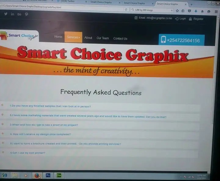 Screenshot of the SMART Choice Graphix website you built